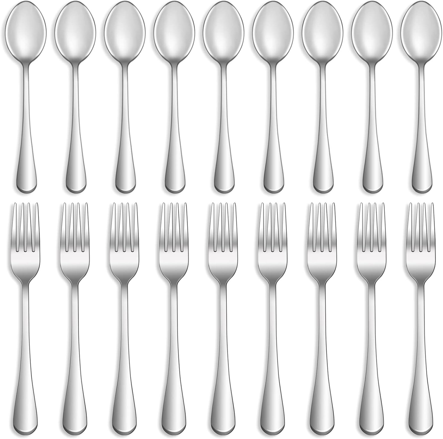 16 Pcs Forks and Spoons Silverware Set,Food Grade Stainless Steel Flatware Cutlery Set for Home,Kitchen and Restaurant,Mirror Polished,Dishwasher Safe - 8 Dinner Fork(8 inch) and 8 Teaspoon(6.5 inch)