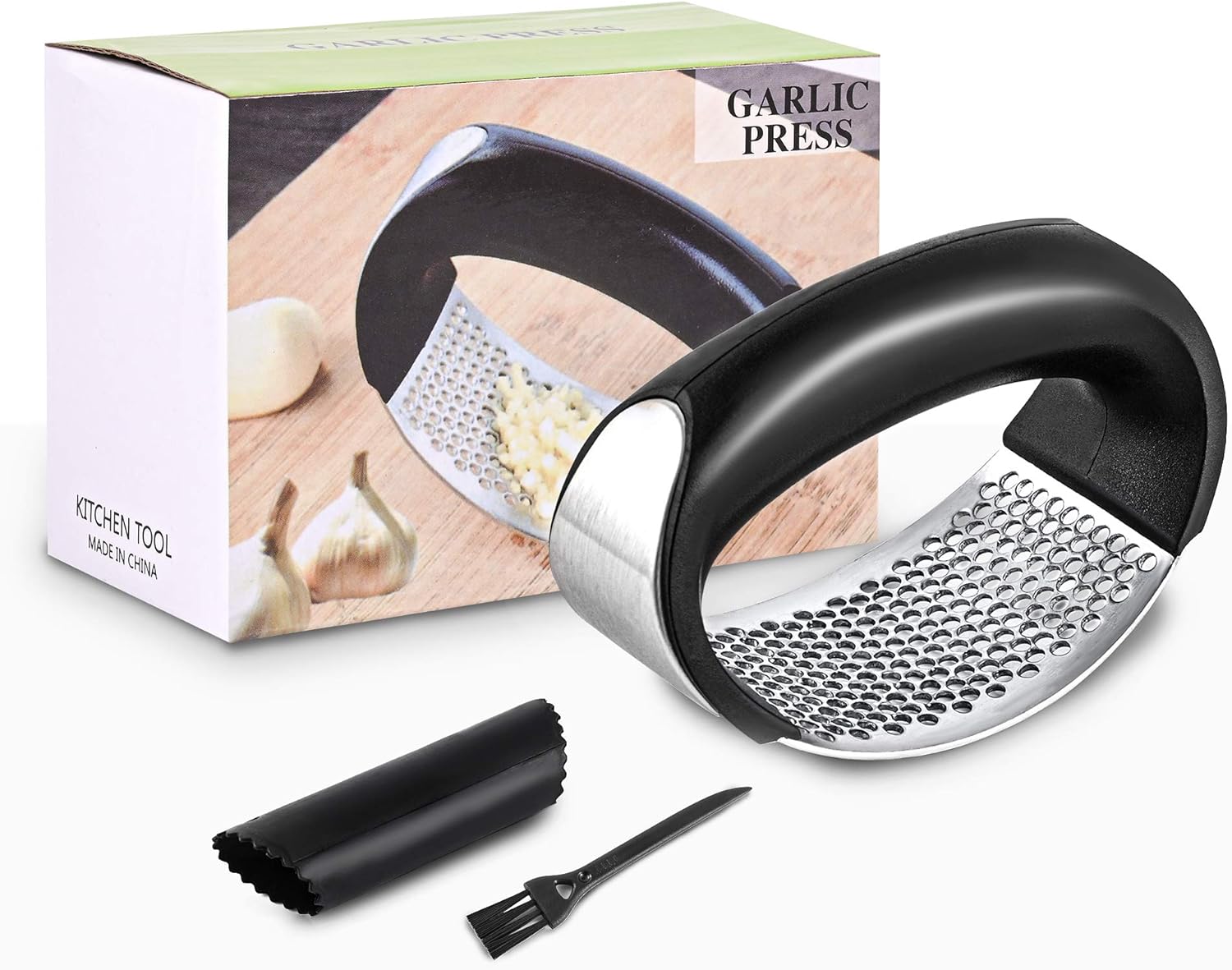 Garlic Rocker Stainless Steel Silicone Garlic Peeler Garlic Press Rocker - Three-piece Suit