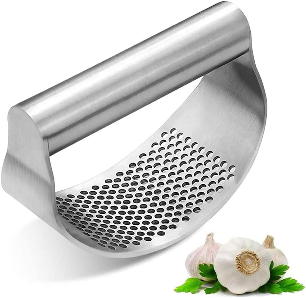 Zenturie Garlic Press Rocker Stainless Steel Garlic Crusher Mincer Silver