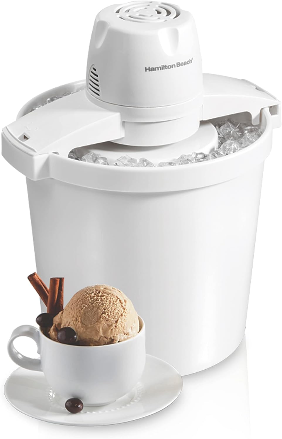 Hamilton Beach Electric Automatic Ice Cream Maker & Frozen Yogurt Machine, Makes Custard, Sorbet, Gelato and Sherbet, 4 Quart, White