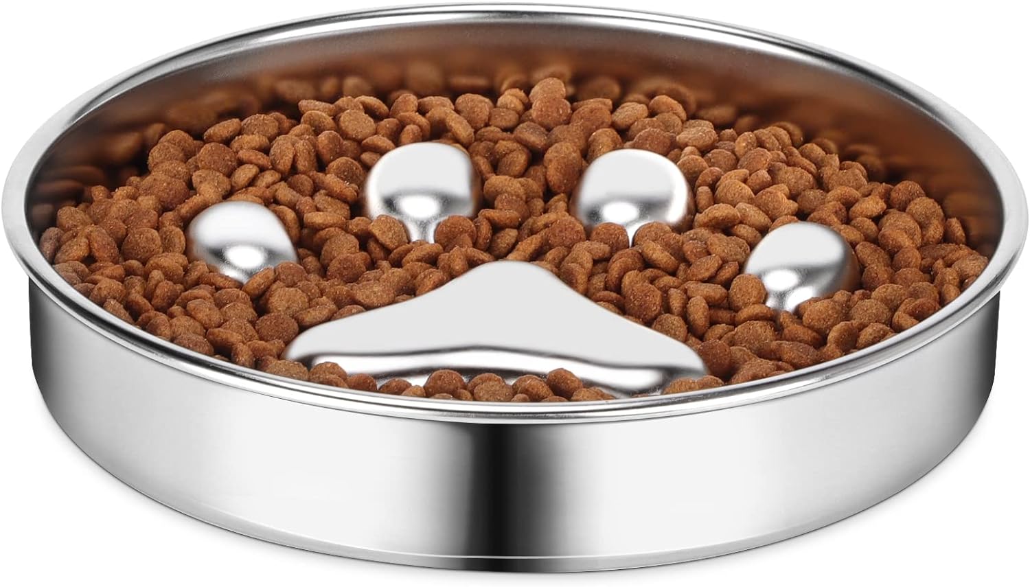 Slow Feeder Dog Bowls 304 Stainless Steel, 2 Cups Metal Food Bowls, Water Bowl for Small & Medium Sized Dogs, Fun Bloat Stop Pet Fast Eaters