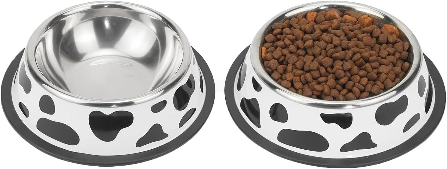 Stainless Steel Dog Bowls, Food and Water Non Slip Anti Skid Stackable Pet Puppy Dishes for Small, Medium and Large Dogs (2 Pack)