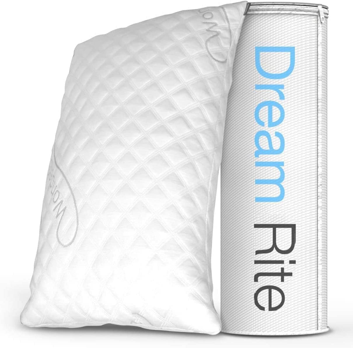 Dream Rite Shredded Memory Foam Pillow Series Luxury Adjustable Loft Home Pillow Hotel Collection Grade Washable Removable Cooling Bamboo Derived Rayon Cover- Queen 1 Pack