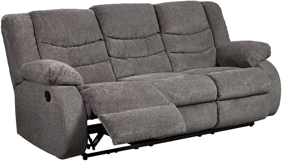 Signature Design by Ashley Tulen Modern Manual Pull Tab Reclining Sofa, Dark Gray