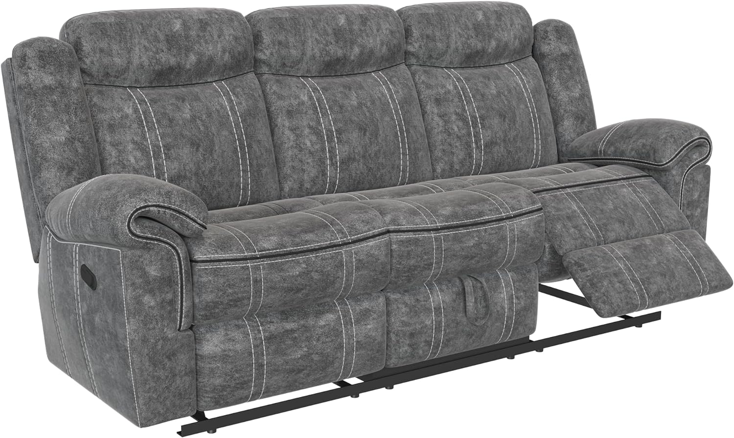 Acme Zubaida Velvet Reclining Sofa with USB Dock in 2-Tone Gray