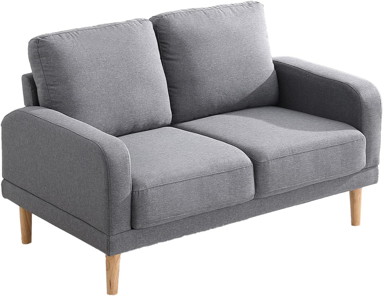 50 Inches Small Loveseat Sofa, Modern Couch Furniture with Two Removable Upholstered Backs for Small Spaces, Living Room, Bedroom, Straight Arms, Easy to Assemble, Light Grey