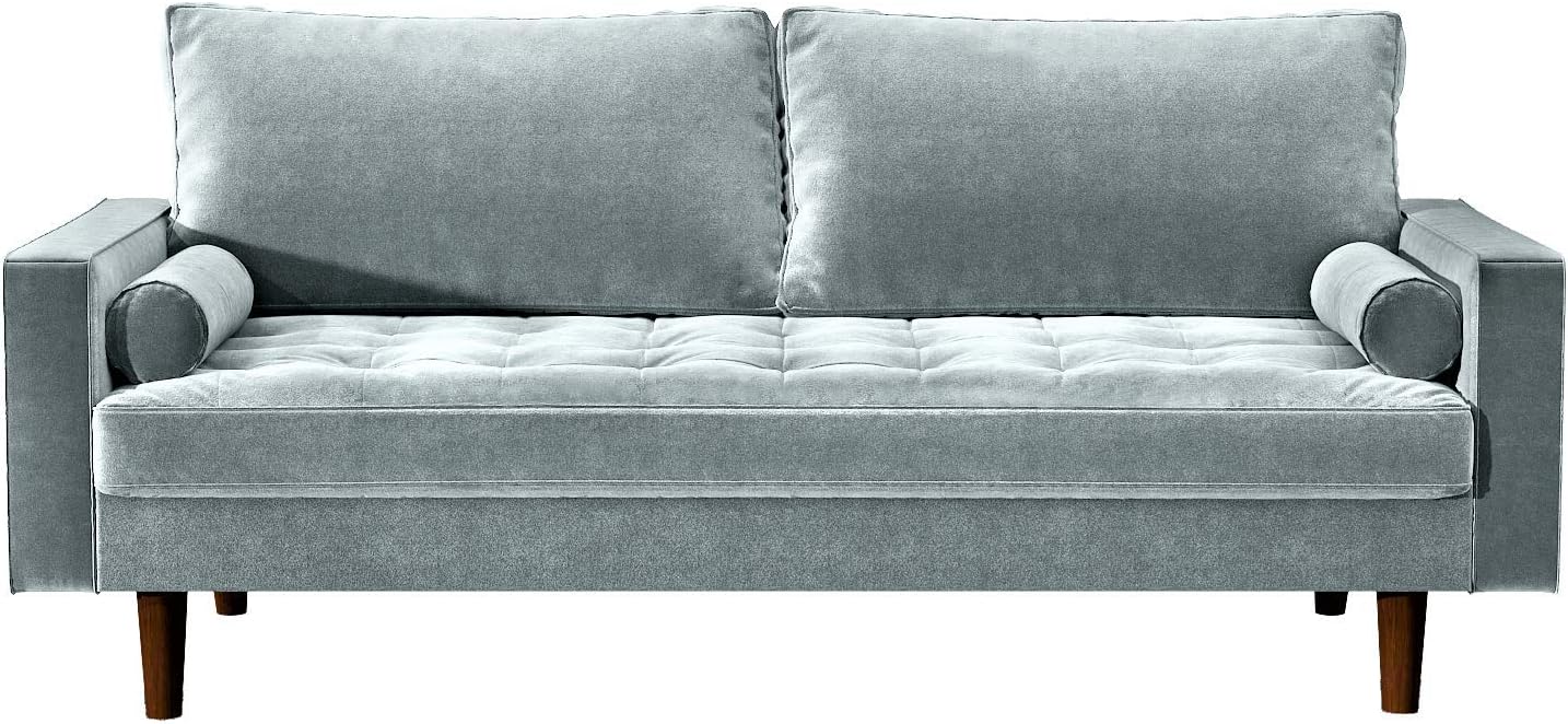 Womble Velvet Upholstered Living Room Diamond Tufted Chesterfield Sofa with Gleaming Nailheads, Teal Blue