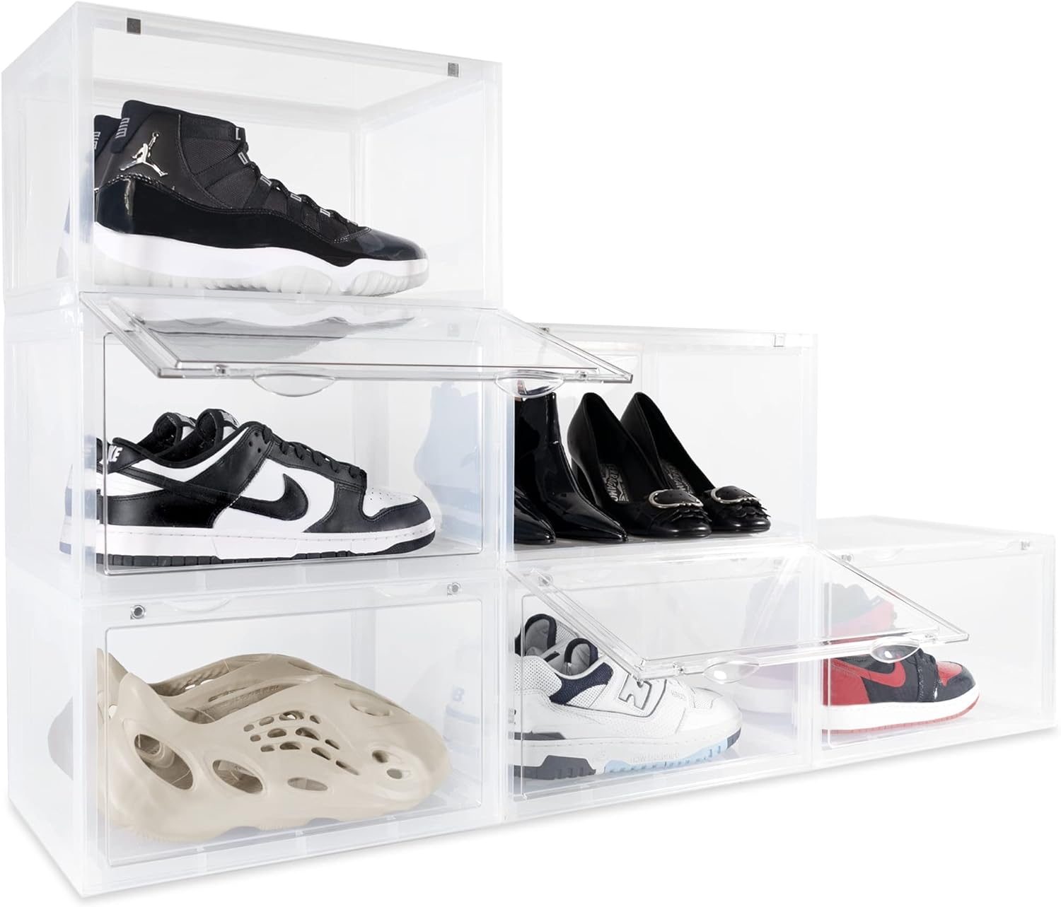 XL Shoe Storage Boxes  Foldable and Stackable Shoe Storage Organizer for Closet  Clear Hard Plastic Big Shoe Storage Box For Up to Size 13  Acrylic Shoe Box Storage Containers for Jordan,