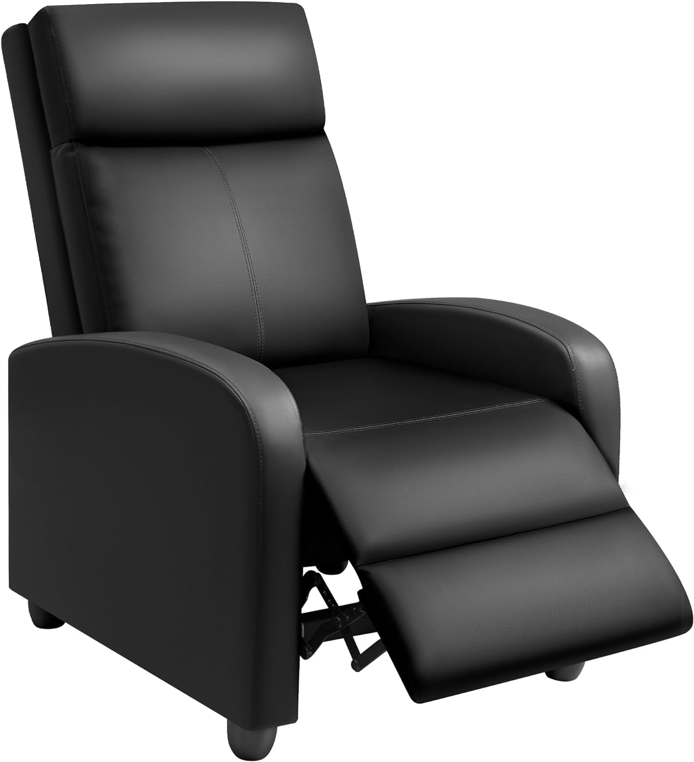 GUNJI Recliner Chair for Adults Modern PU Leather Adjustable Reclining Chair for Living Room Home Theater Seating with Footrest (Black)