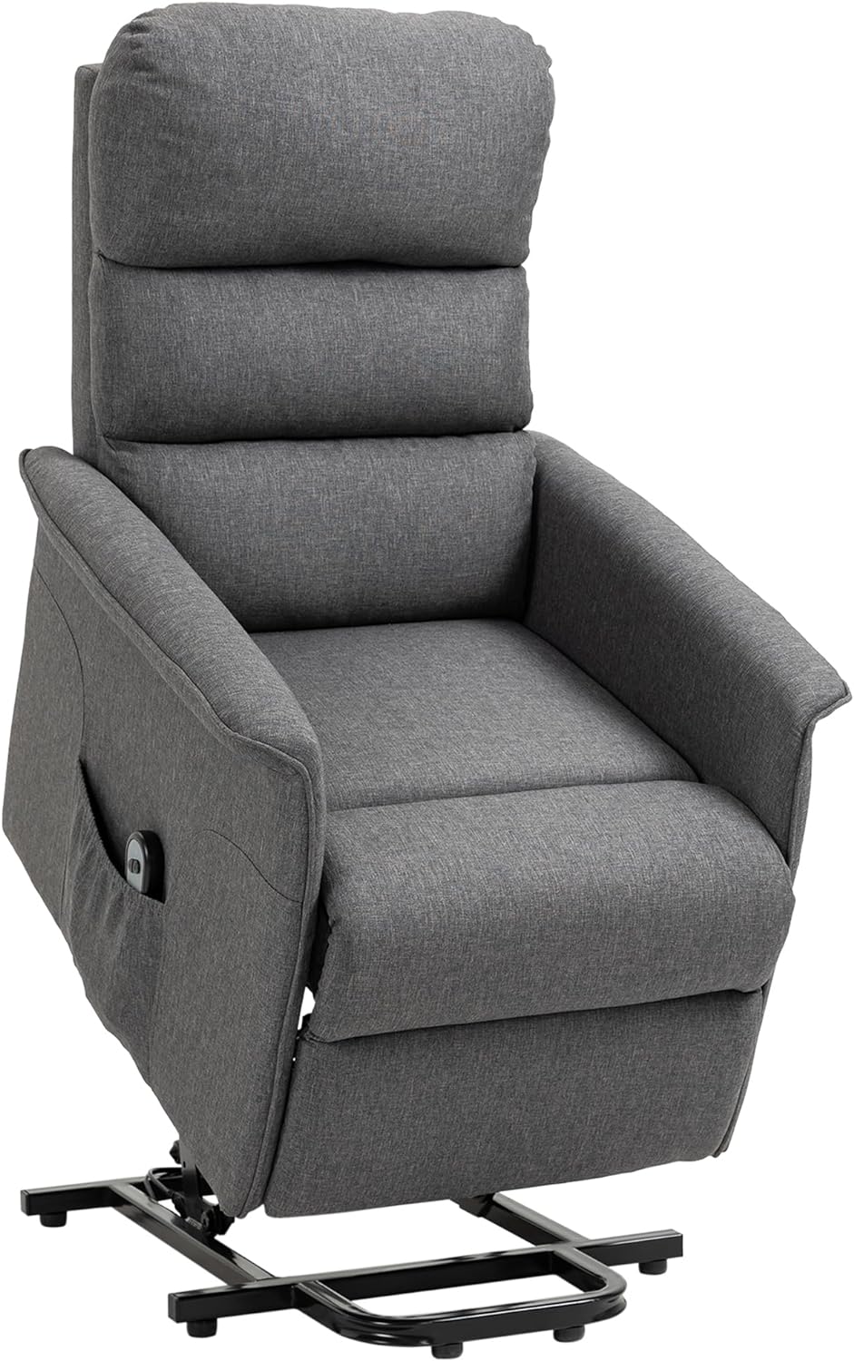 HOMCOM Electric Power Lift Recliner Chair for Elderly, Fabric Lift Chair with Remote Control, Side Pockets for Living Room, Gray