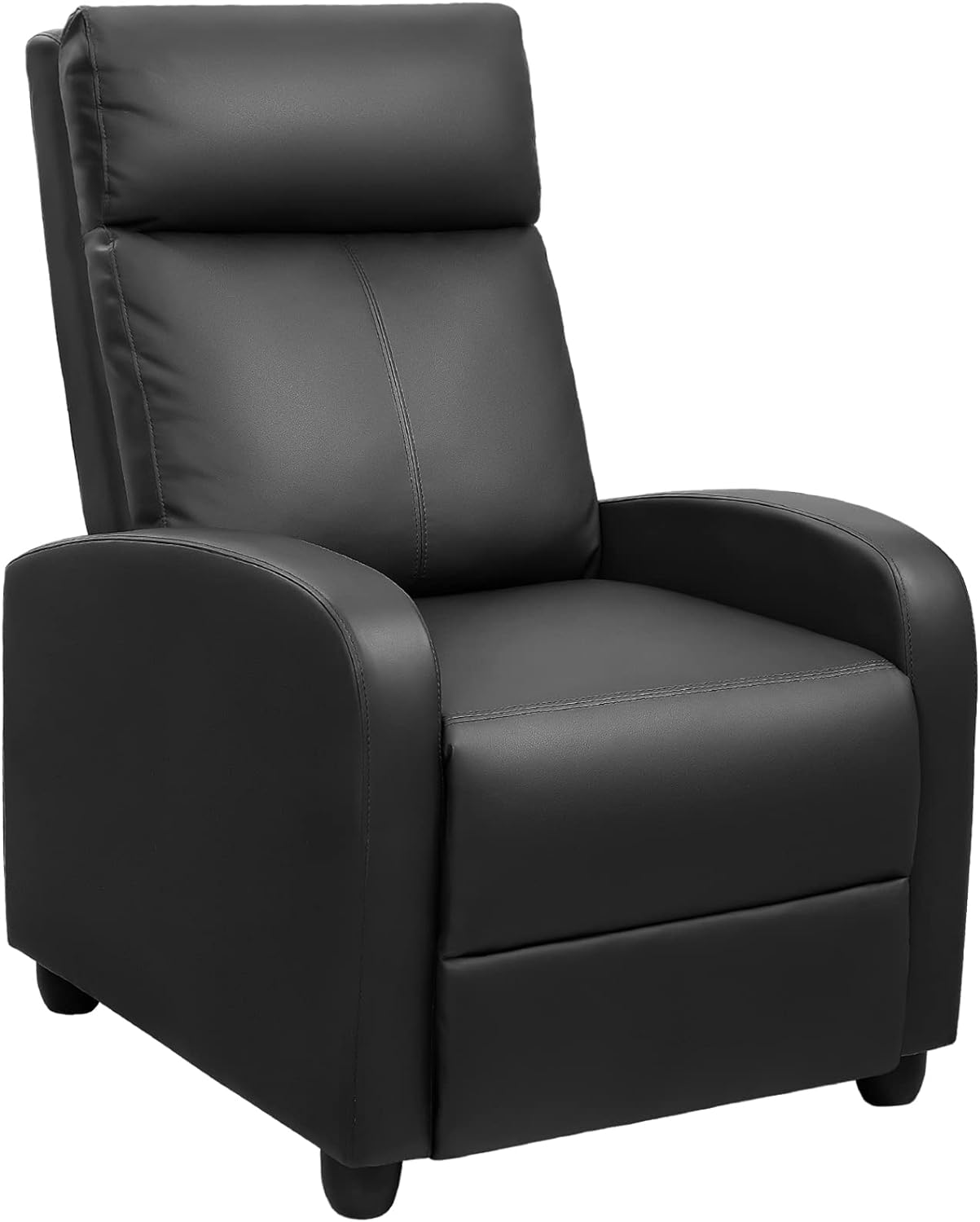 JUMMICO Recliner Sofa Chair Padded Pu Leather Adjustable Home Theater Single Modern Living Room Recliners with Thick Seat Cushion and Backrest (Black)