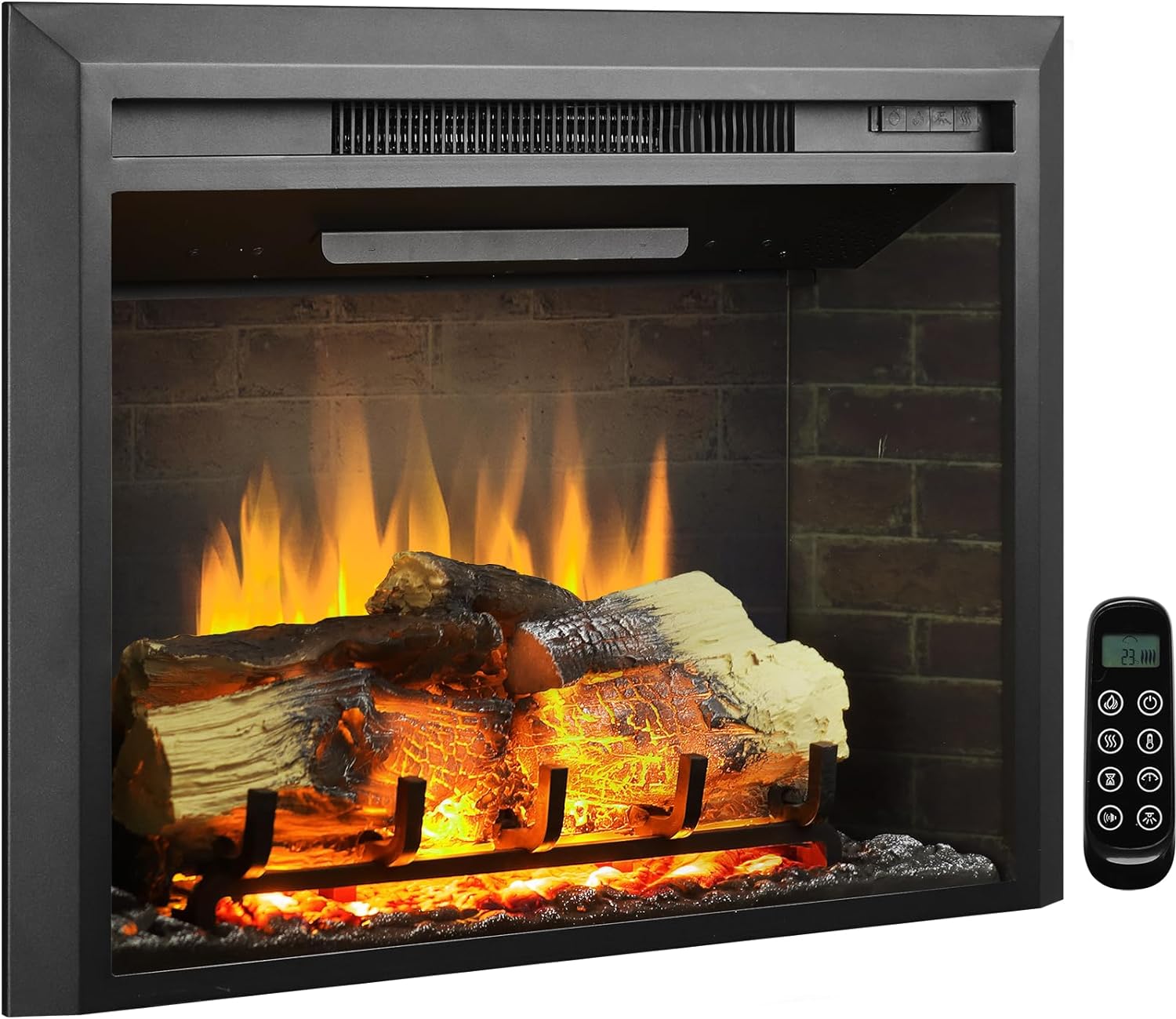 LegendFlame Carl 28 W Electric Fireplace Insert (EF262), Fireplace Heater 750/1500W, Fire Crackling Sound, Remote Control