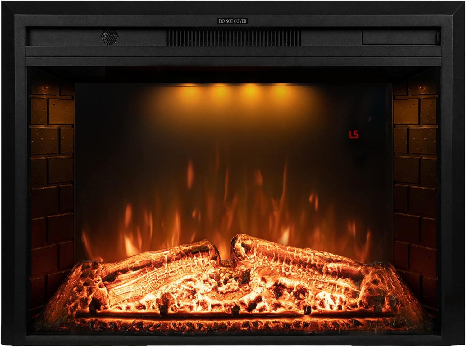 36 inch Electric Fireplace, Wall Fireplace Electric with Remote Control, Realistic Log and Crackling Sound, Overheating Protection and Timer, 750/1500W Black