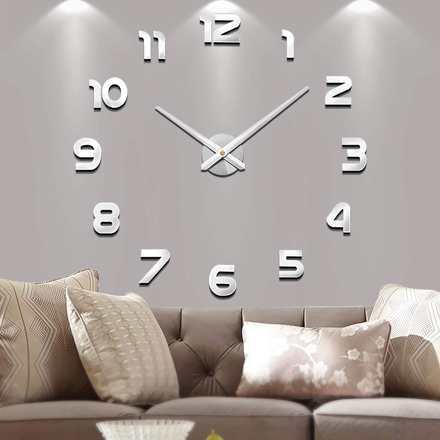 VANGOLD Frameless DIY Wall Clock 3D Mirror Wall Clock Large Mute Wall Stickers for Living Room Bedroom Home Decorations