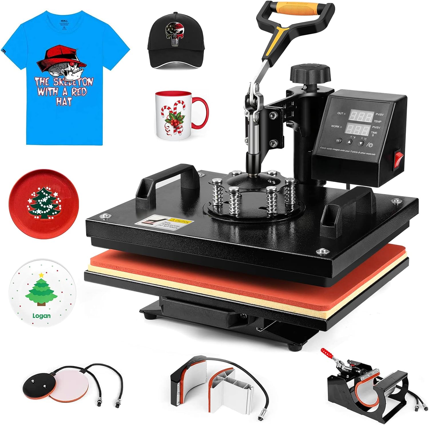 Pro 5 in 1 TUSY Heat Press, Slide Out 12x15 Swing Away Heat Press Machine, Digital Industrial Heat Press Machine for T-Shirts, Hats, Mugs, Plates (12x15 inch)