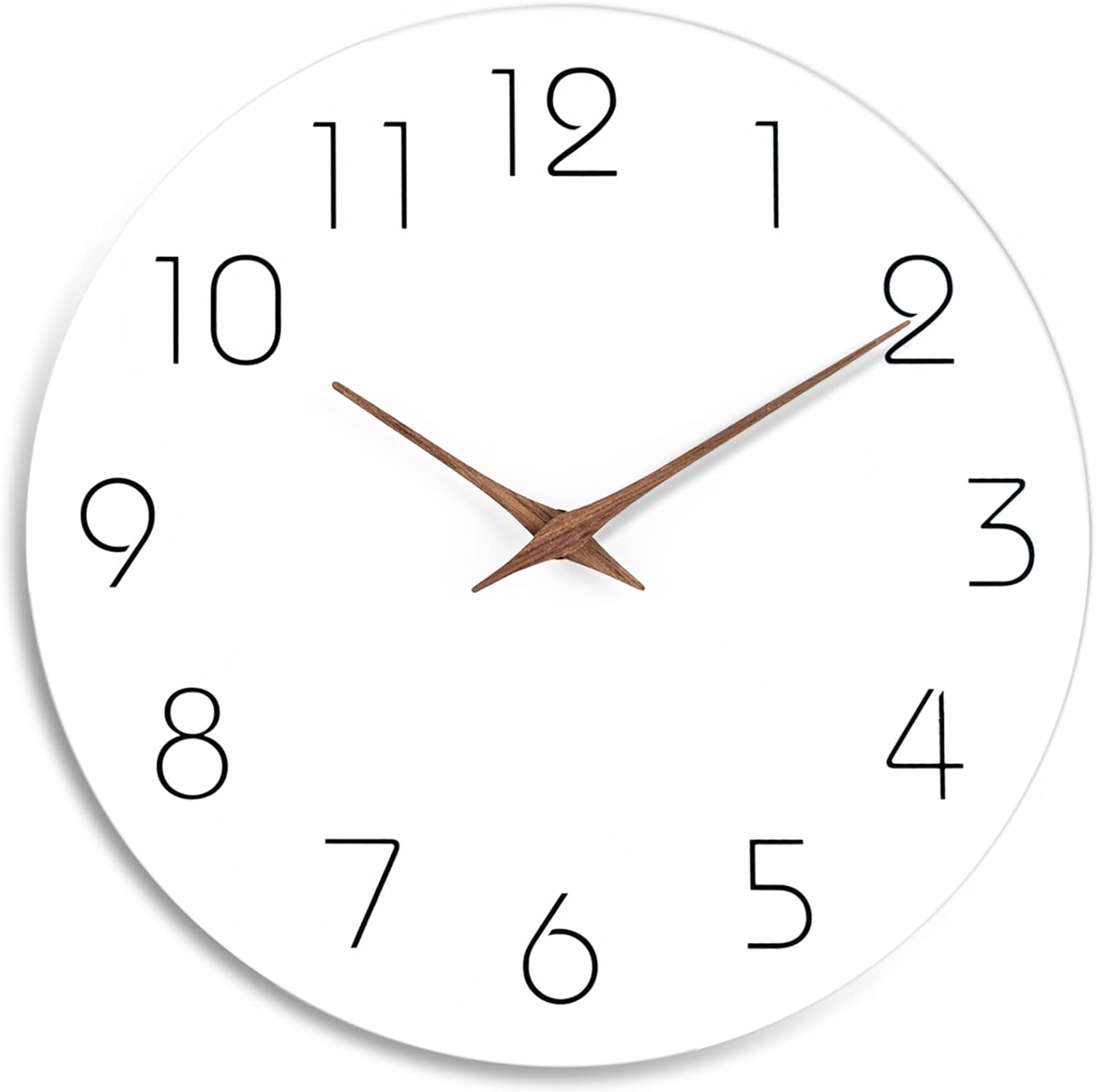 Mosewa Wall Clock 10 Inch Silent Non Ticking Wood Wall Clocks Battery Operated - Wooden White Modern Office Simple Minimalist Clock Decorative for Kitchen,Home,Bathroom,Living Room(10 White)