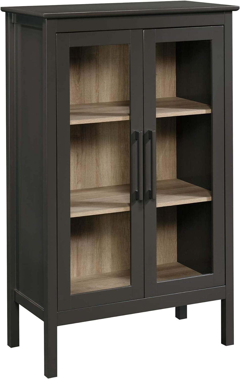 Sauder Anda Norr Display Pantry cabinets, L: 31.77 x W: 16.02 x H: 50.2, Slate Gray Finish