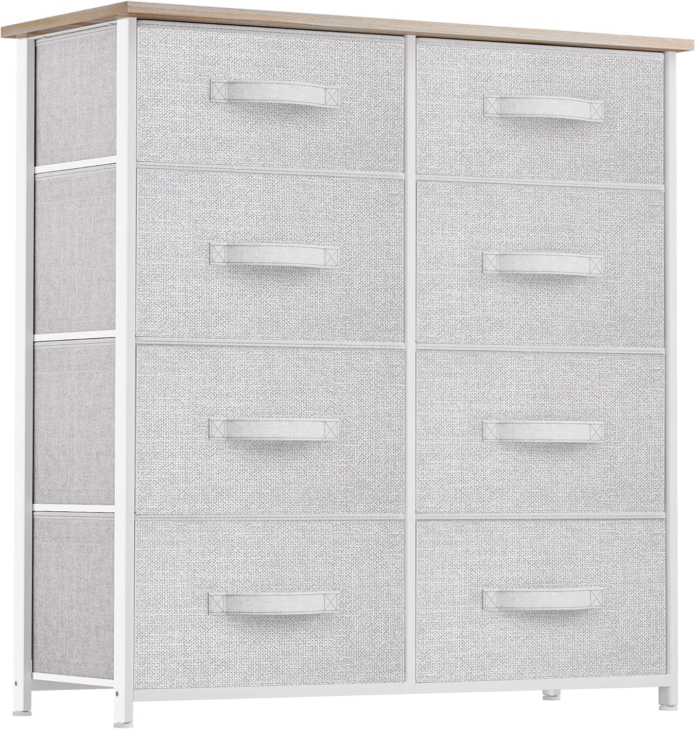 YITAHOME Fabric Dresser for Bedroom, Tall Dresser with 8 Drawers, Storage Tower with Fabric Bins, Chest of Drawers for Closet & Living Room - Sturdy Steel Frame, Wooden Top (Light Grey)