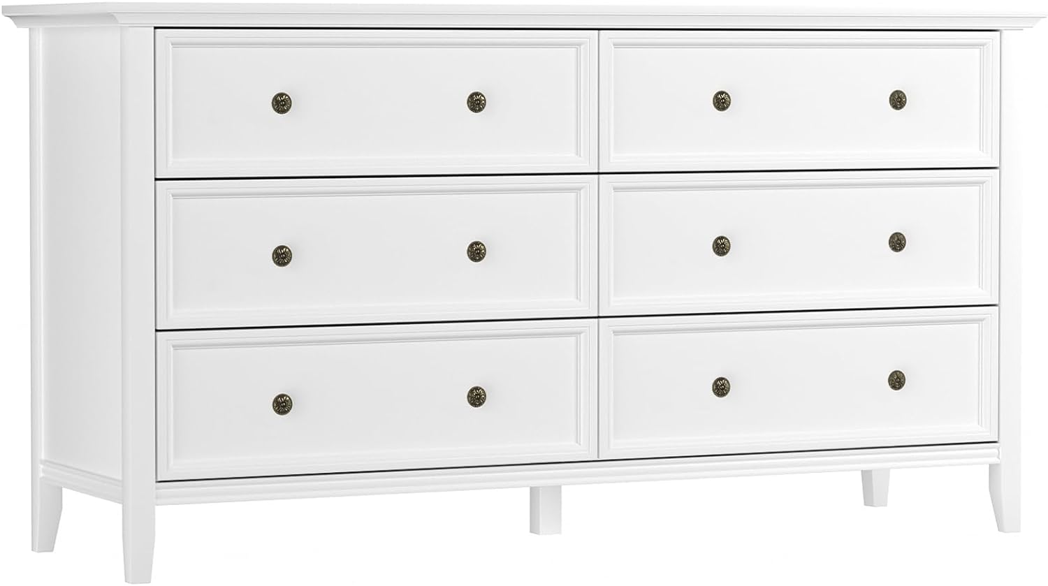 IKENO 6   , White 6 Drawer Dresser for Bedroom Room, Modern Solid Wood Chest of Drawers(White)