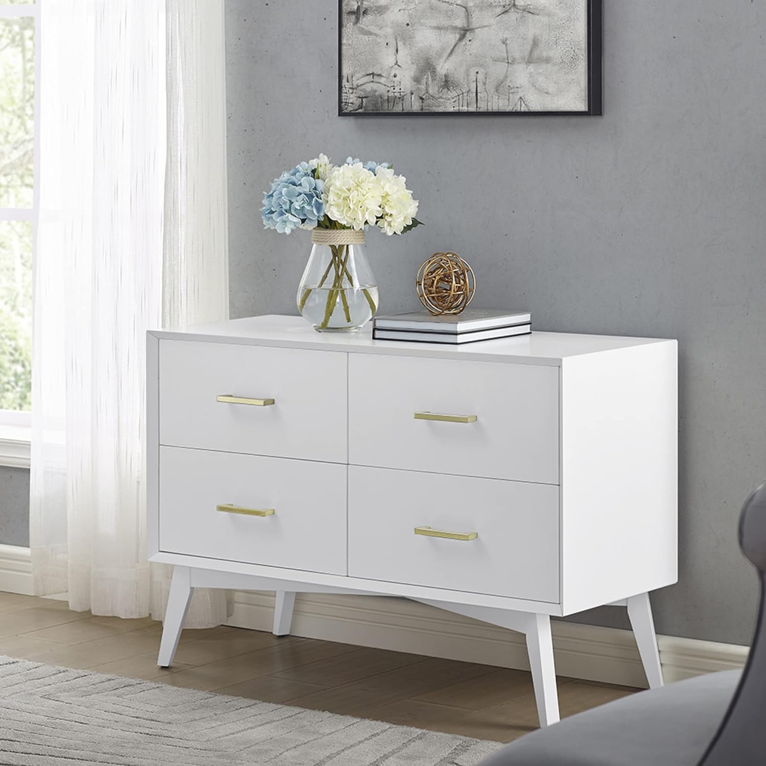 Classic Brands Canton 4 Drawer Wood Dresser - White