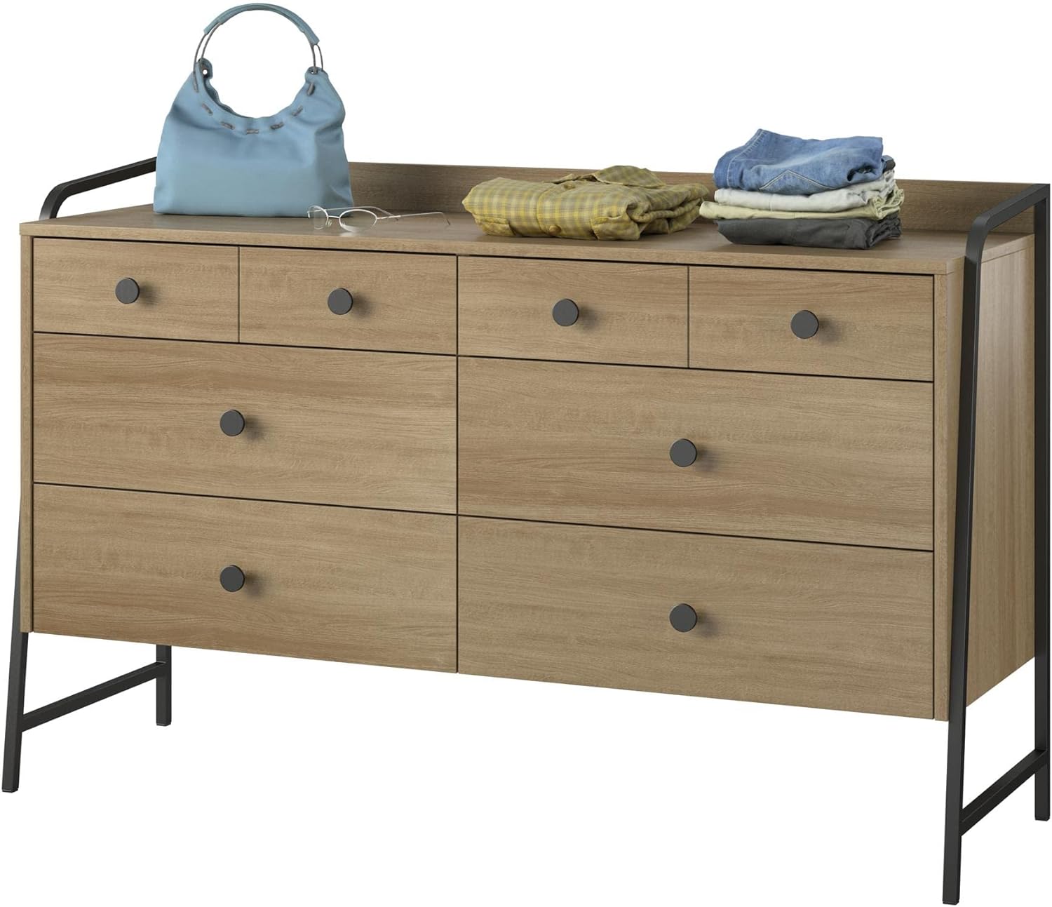 Novogratz Bushwick Wide 6 Drawer Dresser, Natural