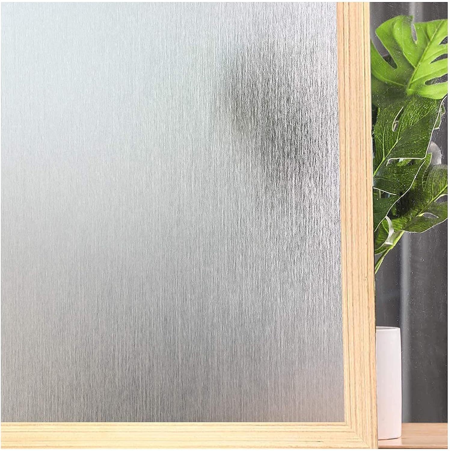 Coavas Window Privacy Film Frosted Glass Opaque Self Adhesive Privacy Window Paper No Glue Anti-UV Decorative Sticker Window Covering for Bathroom Home Office (17.5 x 78.7, Silver Silk)