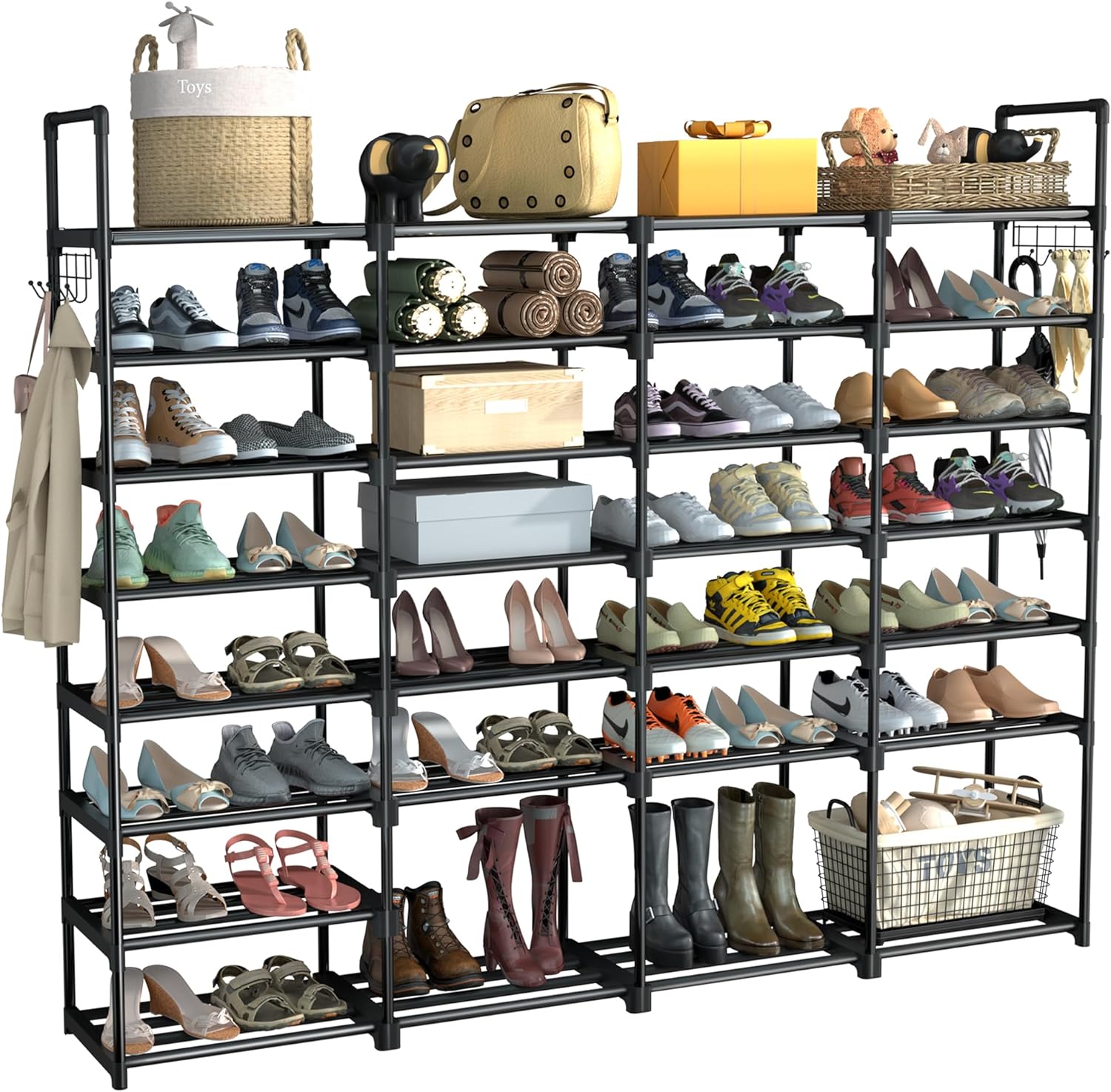 TIMEBAL 8 Tier Large Shoe Rack organizer, 52-60 Pairs Shoe Storage, Vertical Free Standing Tall Shoe Rack for Entryway, Stackable Shoe Cabinet Shoe Rack Organizer for Closet Bedroom Hallway Garage