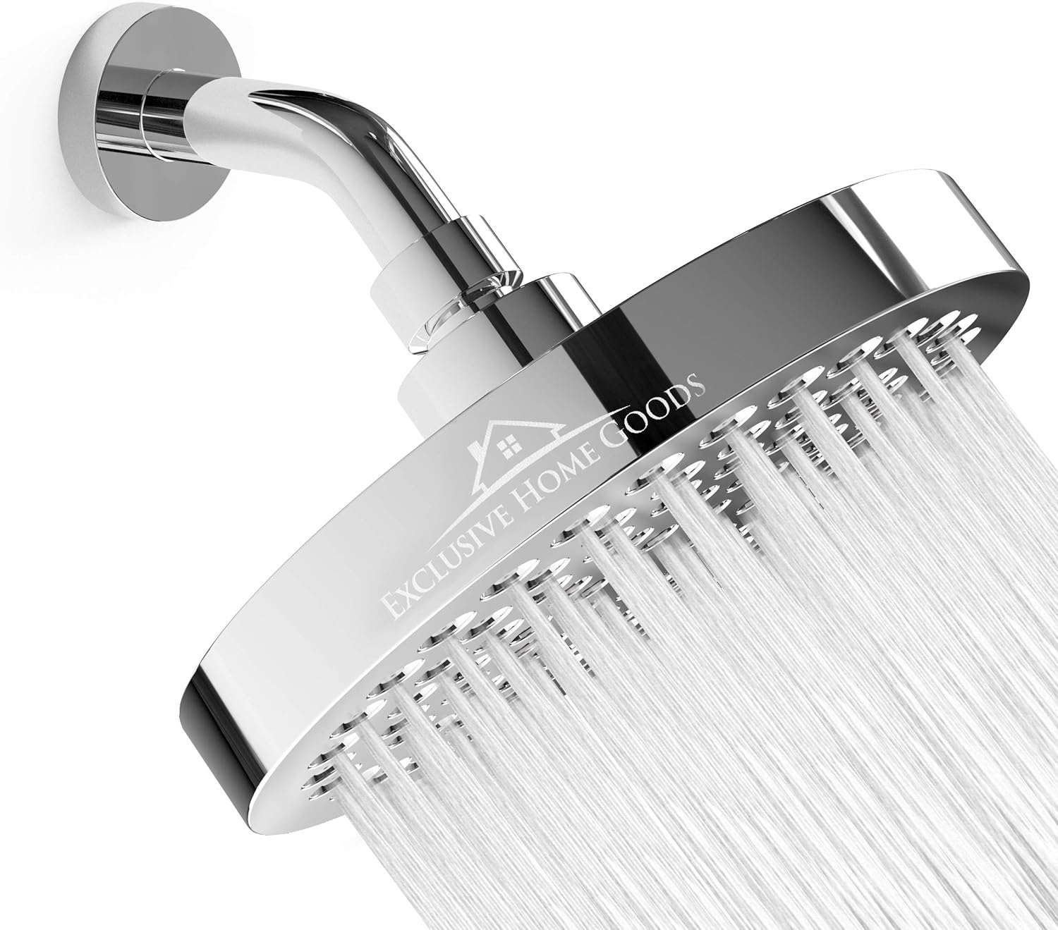 Heatsistence-Luxury Rainfall Shower Head - High-Pressure Showerhead Jets, Rain Shower Head Ant-Clog Silicone Nozzles (2.5 GPM, 6 Inch Diameter, Deluxe Chrome)