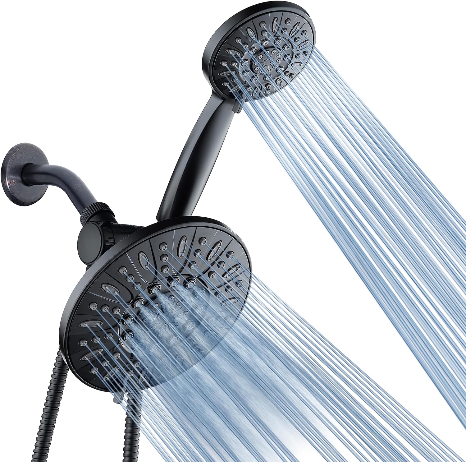 AquaDance 7 Premium High Pressure 3-Way Rainfall Combo for The Best of Both Worlds - Enjoy Luxurious Rain Showerhead and 6-Setting Hand Held Shower Separately or Together - Matte Black Finish