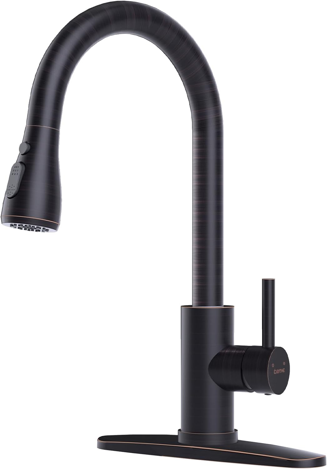 Oil Rubbed Bronze Kitchen Faucet with Pull Down Sprayer, DAYONE Brushed Bronze Sink Faucet for Kitchen Stainless Steel, ORB Single Handle Kitchen Sink Faucet for 1/3 Holes, 247ORB