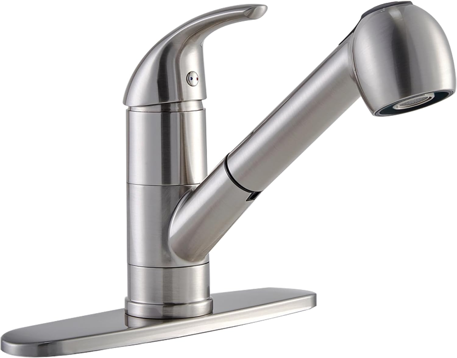 Commercial Small Kitchen Faucet Brushed Nickel, Stainless Steel Single Handle Pull Out Kitchen Sink Faucet, Single Hole Low Kitchen Faucets with Sprayer