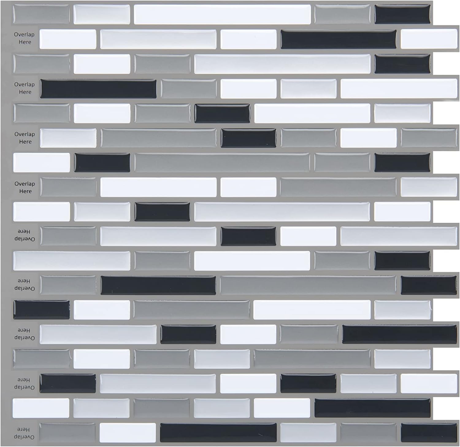 Art3d 12 x 12 Peel and Stick Tile Kitchen Backsplash Sticker Gray Brick (6 Tiles)