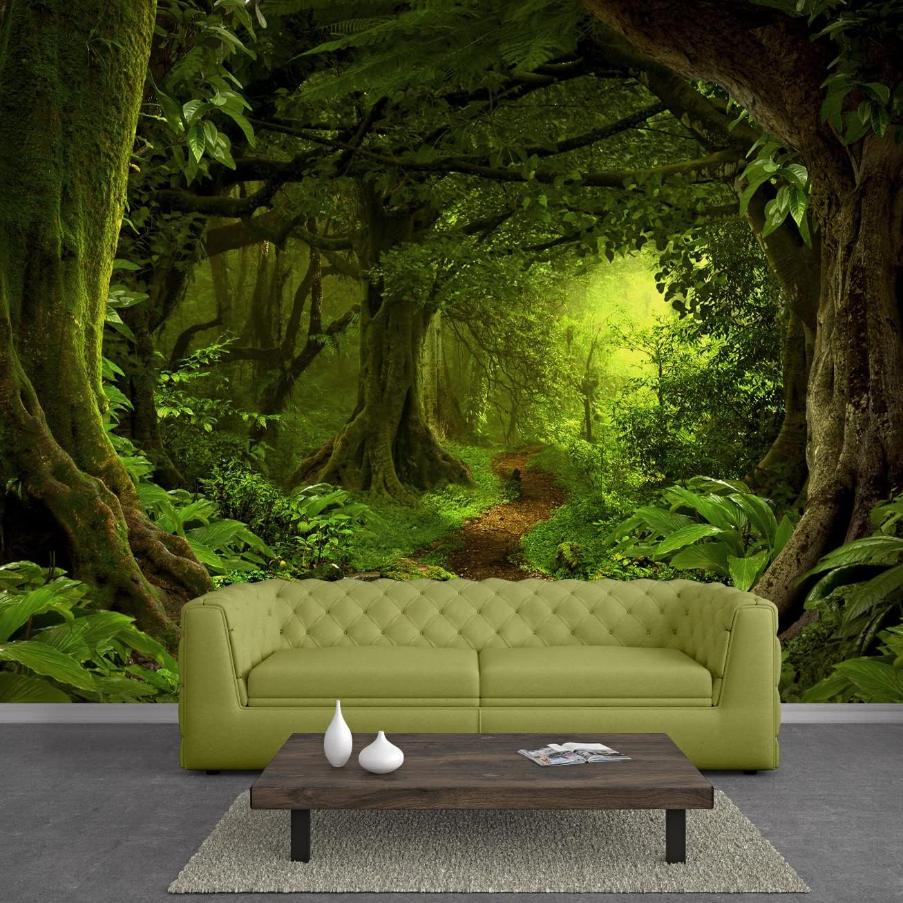 Bormia Fantasy Forest Wall Mural 108x75 Large Photo Wallpaper Landscape Wall Decal for Livingroom Bedroom (Paste Not Included)