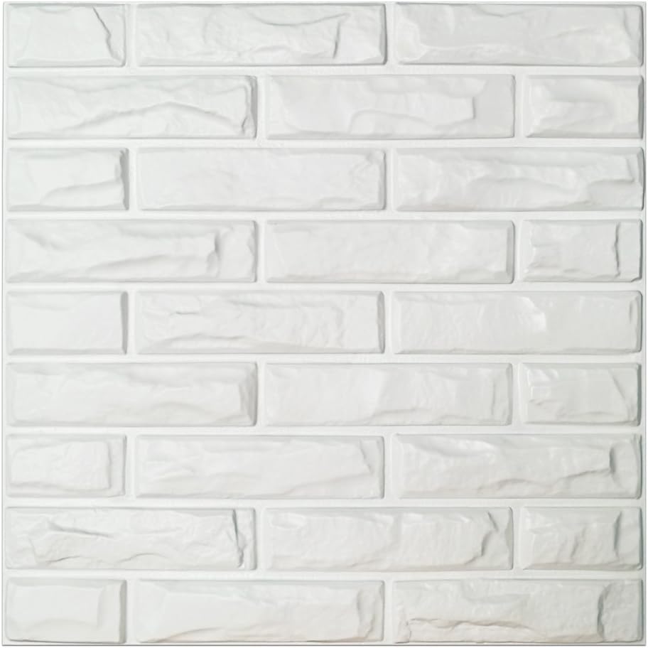 Art3d PVC 3D Wall Panels White Brick Wall Tiles, 19.7 x 19.7 (12 Pack)