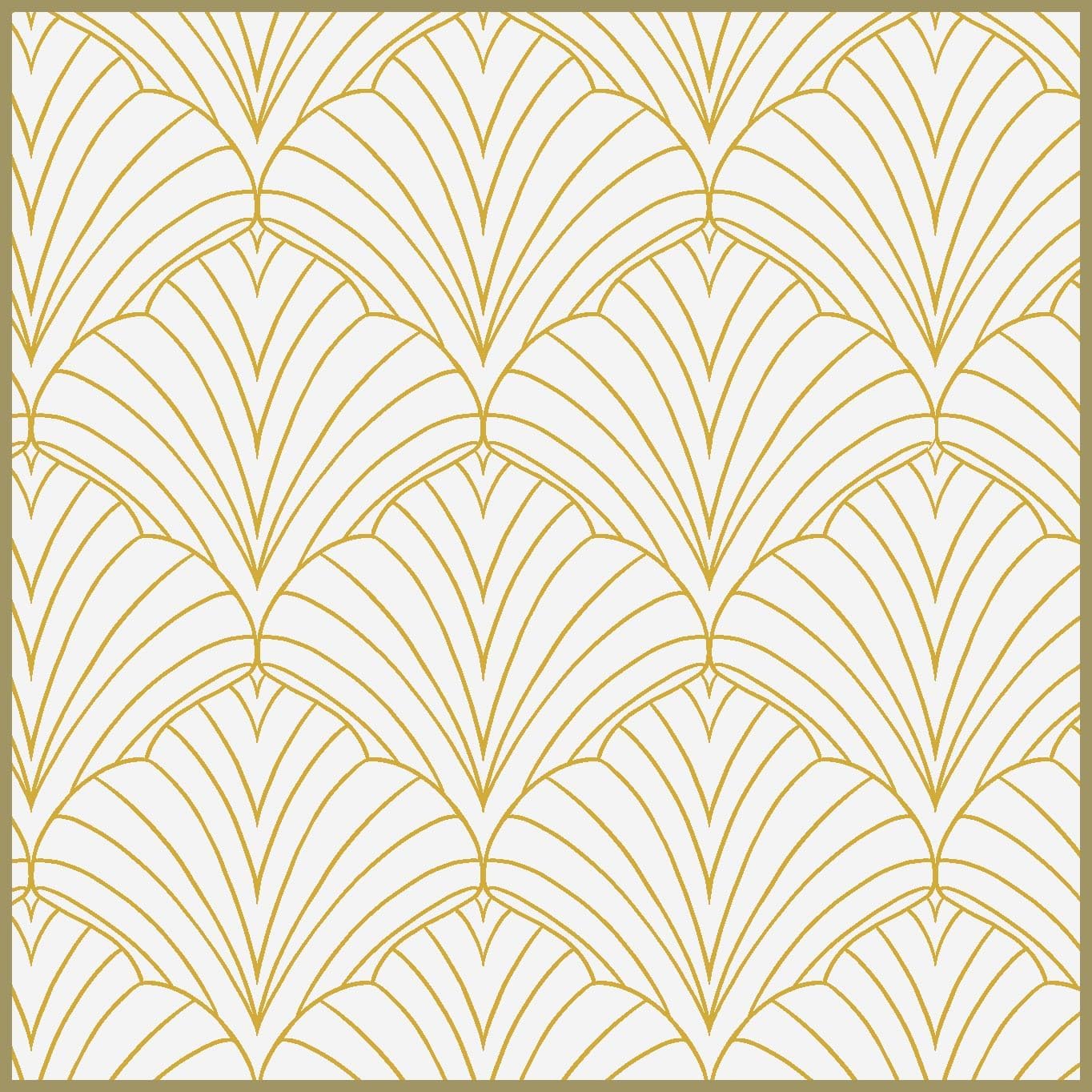 Dimoon Geometric Peel and Stick Wallpaper 78.7x17.3 White and Golden Contact Paper Fan-Shaped Wallpaper Curved Removable Ginkgo Wallpaper Lines Self-Adhesive Contact Paper for Cabinets Vinyl Roll