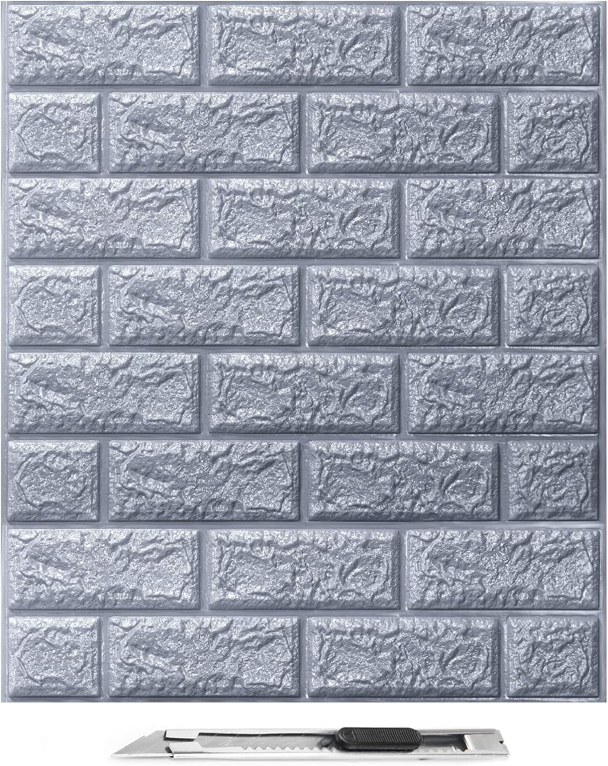 Art3d 10 Pcs 3D Brick Wallpaper in Grey, Faux Foam Brick Wall Panels Peel and Stick, Waterproof for Bedroom, Living Room, and Laundry Decor (14.5Sq.Ft)