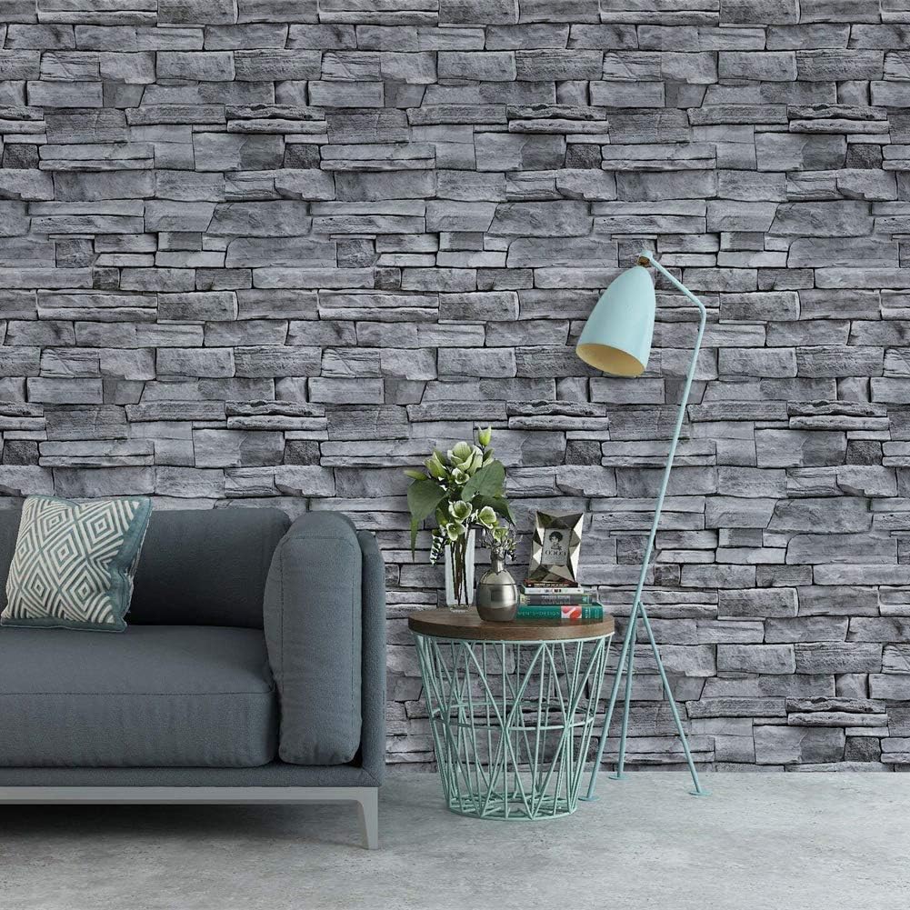 QIMAY Grey Brick Wallpaper Peel and Stick Wallpaper 17.7x2363D Brick Self Adhesive Removable Wallpaper Waterproof Stick on Wallpaper Backsplash Wall Paper Shelf Drawer Liner Vinyl Film