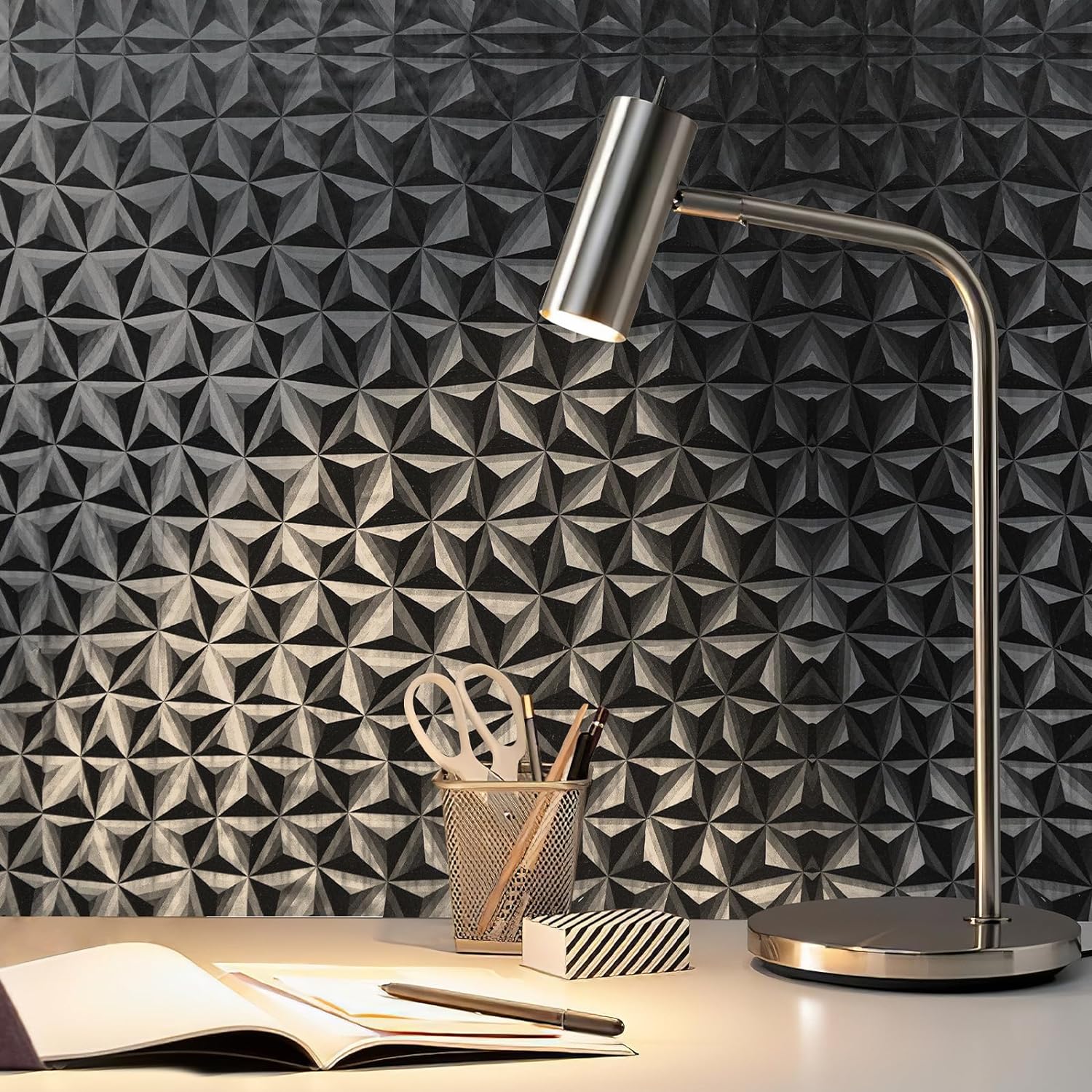 Black Wallpaper Peel and Stick Textured Wallpaper 17.7x118 3D Wallpaper Stick on Wallpaper for Bathroom Bedroom Modern Wallpaper Gothic Wallpaper Geometric Wallpaper Renter Friendly Wallpaper