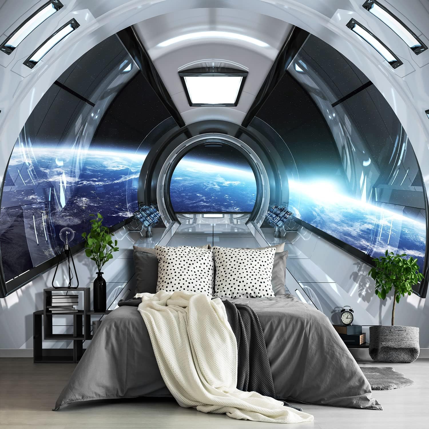 Fightal - Space Ship 3D Space Wallpaper Bedroom Extra Large Wall murals Living Room couches Mural - 108x75It' not Peel and Stick