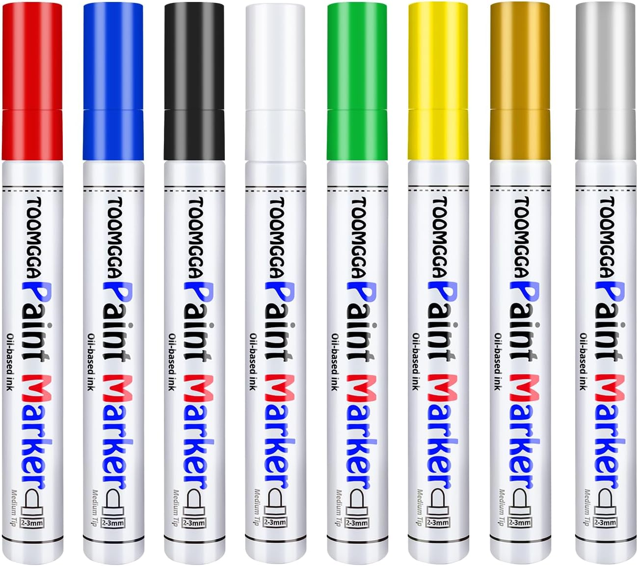 Paint Pens Paint Markers - 8 Colors Permanent Oil Based Paint Pens, Quick Dry and Waterproof, Great for Rock Painting, Metal, Glass, Fabric, Plastic, Medium Point