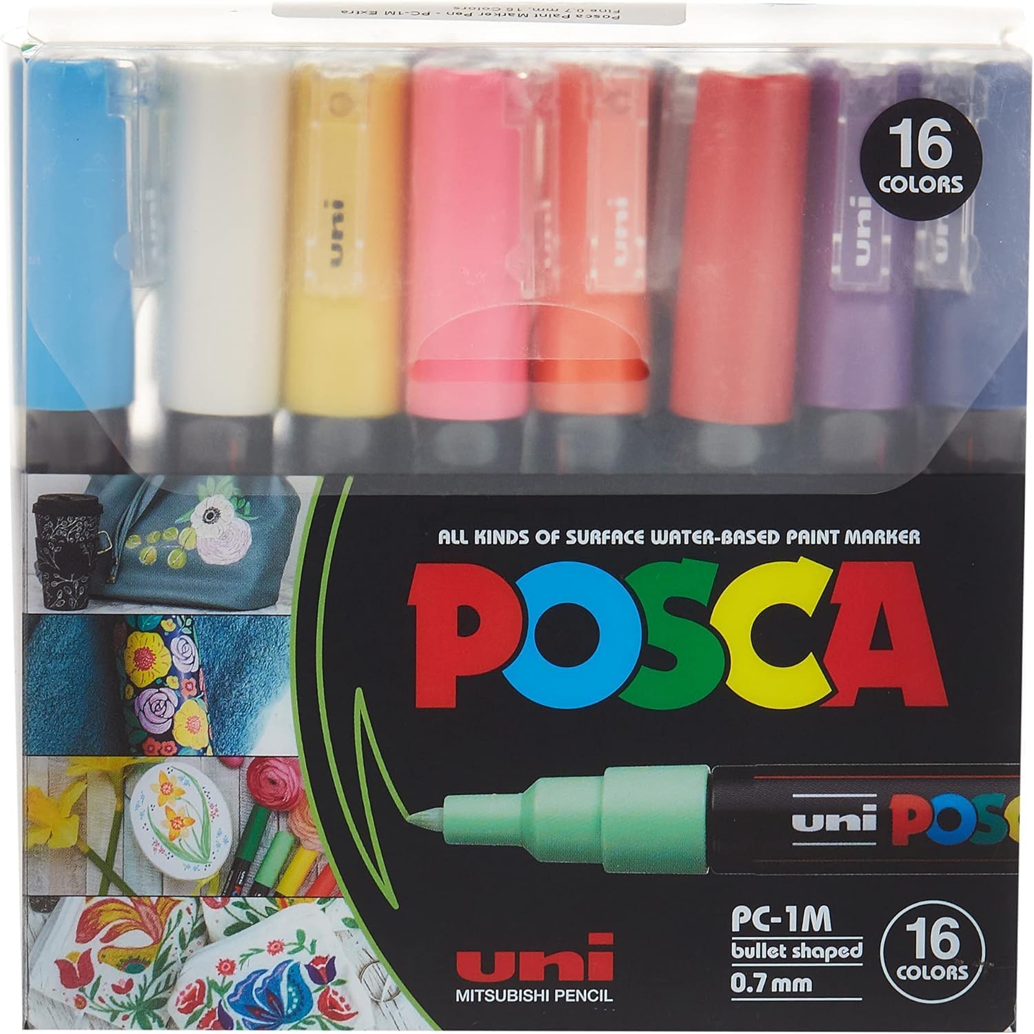 16 Posca Markers - Art Supplies for Rock Painting, Fabric Art, and More - Paint Pens for School and Crafts