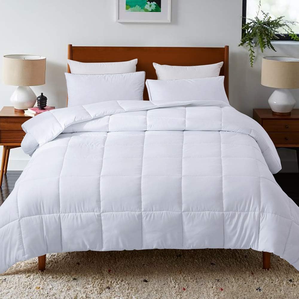 DOWNCOOL Comforters Full Size, Duvet Insert,White All Season Duvet, Lightweight Quilt, Down Alternative Hotel Comforter with Corner Tabs (White, Full 82x86 Inches)