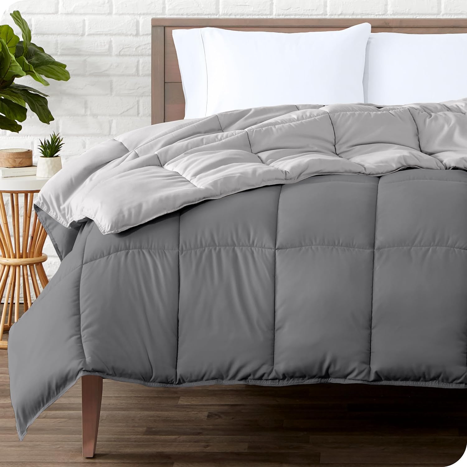 Bare Home Comforter - Reversible Colors - Goose Down Alternative - Ultra-Soft - Premium 1800 Series - All Season Warmth - Bedding Comforter (Twin/Twin XL, Grey/Light Grey)