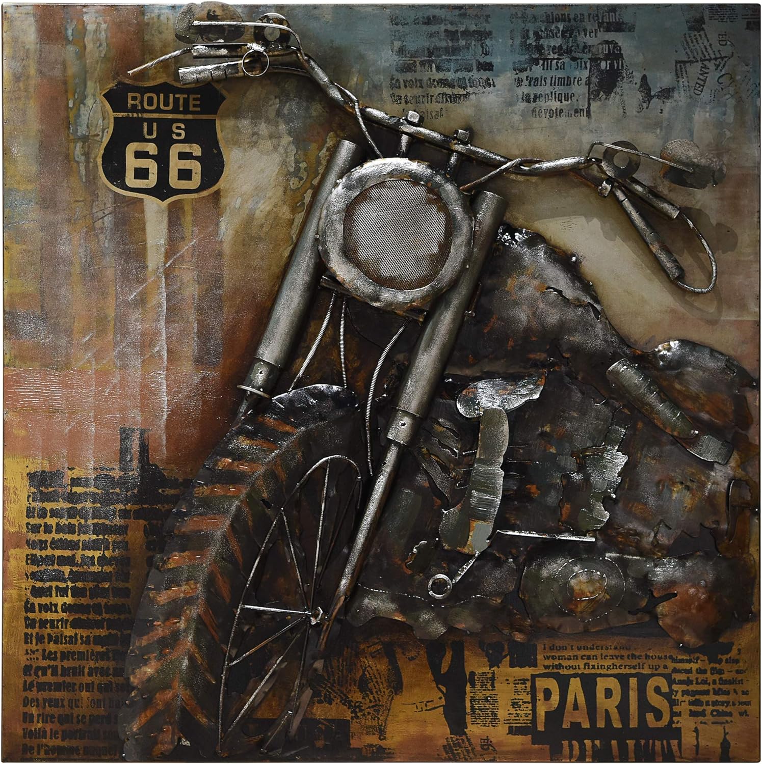 Empire Art Direct Motorcycle 1 Mixed Media Iron Hand Painted Dimensional Wall Art Ready to Hang, 40 x 40 x 3.1