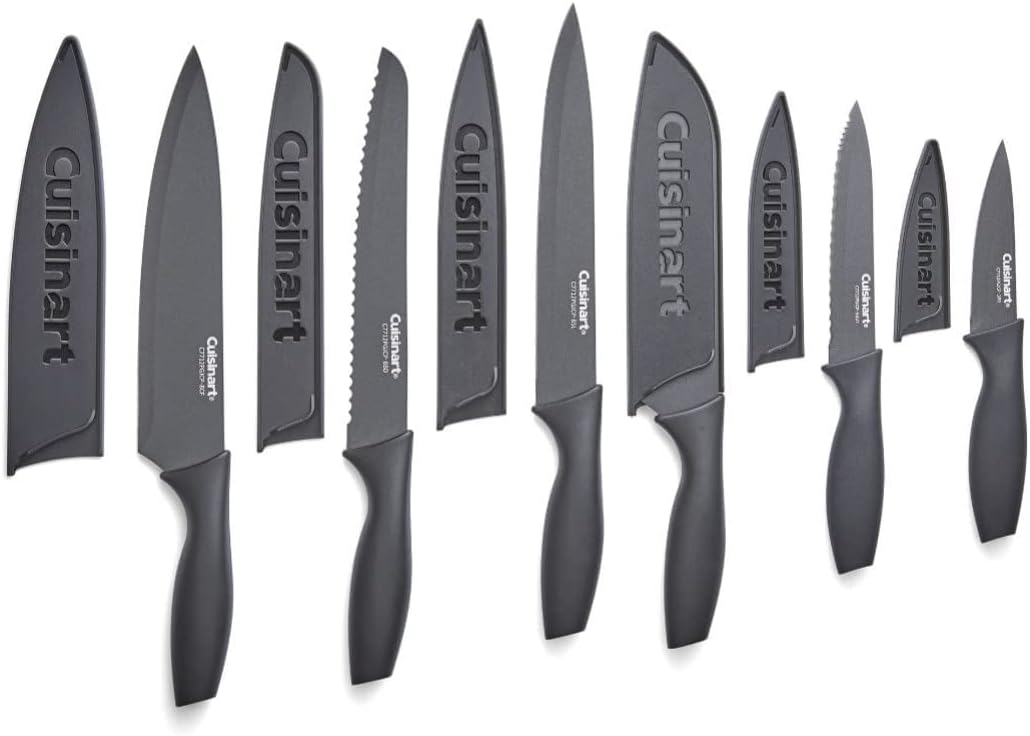 Cuisinart Advantage Color Collection 12-Piece Knife Set with Blade Guards, Matte Black