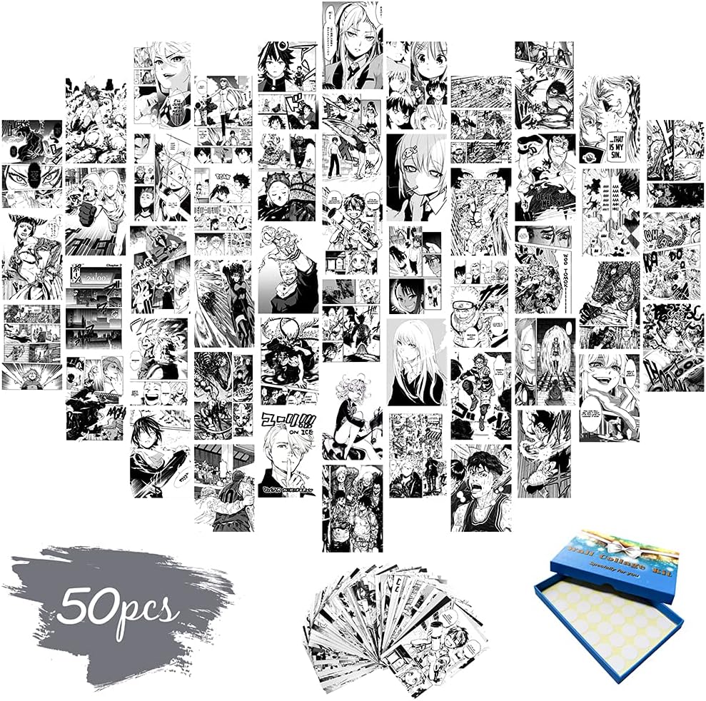 50Pcs Anime Wall Collage kit Aesthetic Pictures, Anime Collage Kit for Wall Aesthetic,Anime Manga Wall Decor, Photo Collage Kit for Wall Aesthetic 4x6