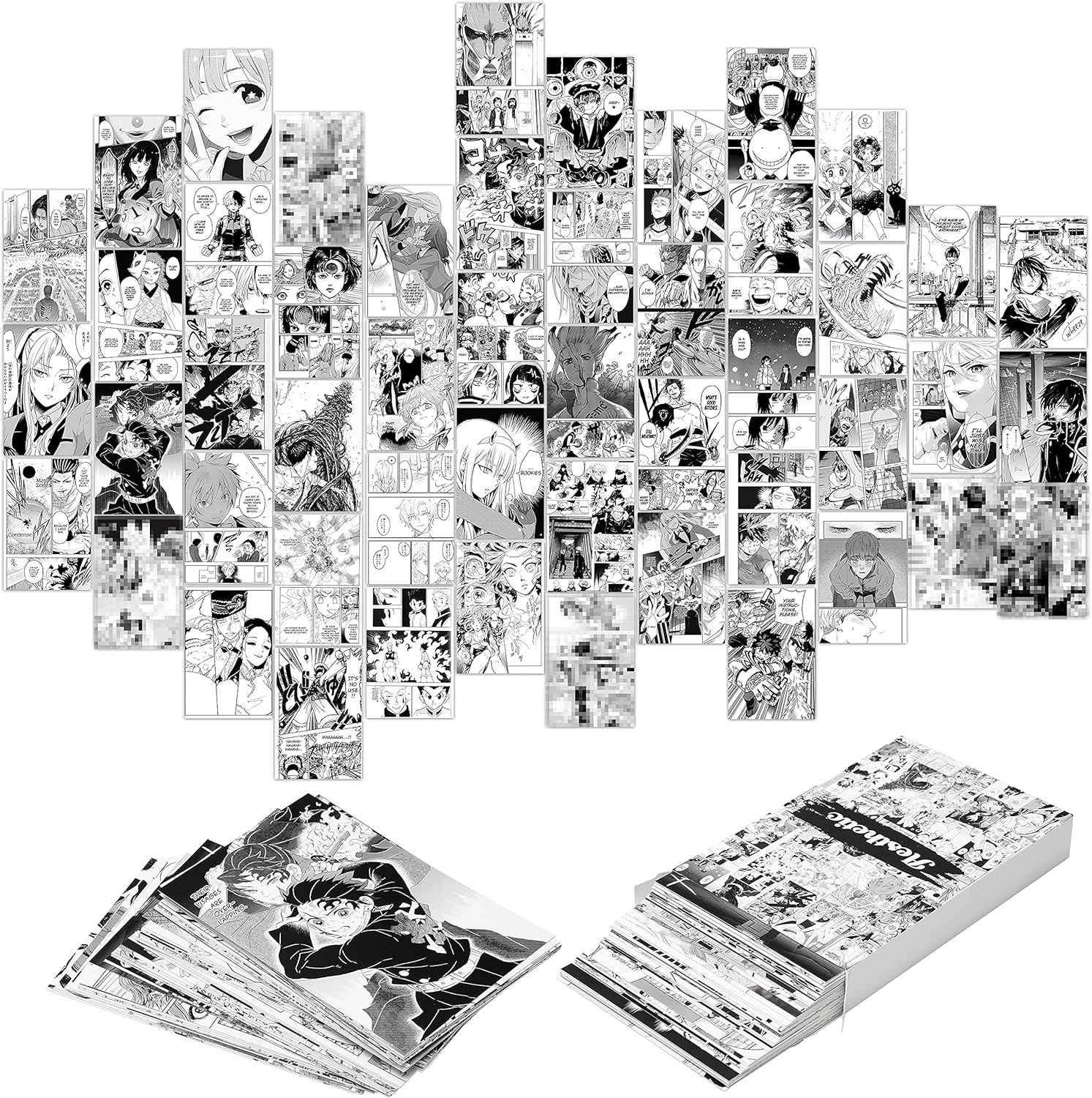 YINGENIVA 50PCS Anime Panel Aesthetic Pictures Wall Collage Kit, Anime Style Photo Collection Collage Dorm Decor for Teens and Young Adults, Wall Prints Kit, Small Posters for Room Bedroom Aesthetic