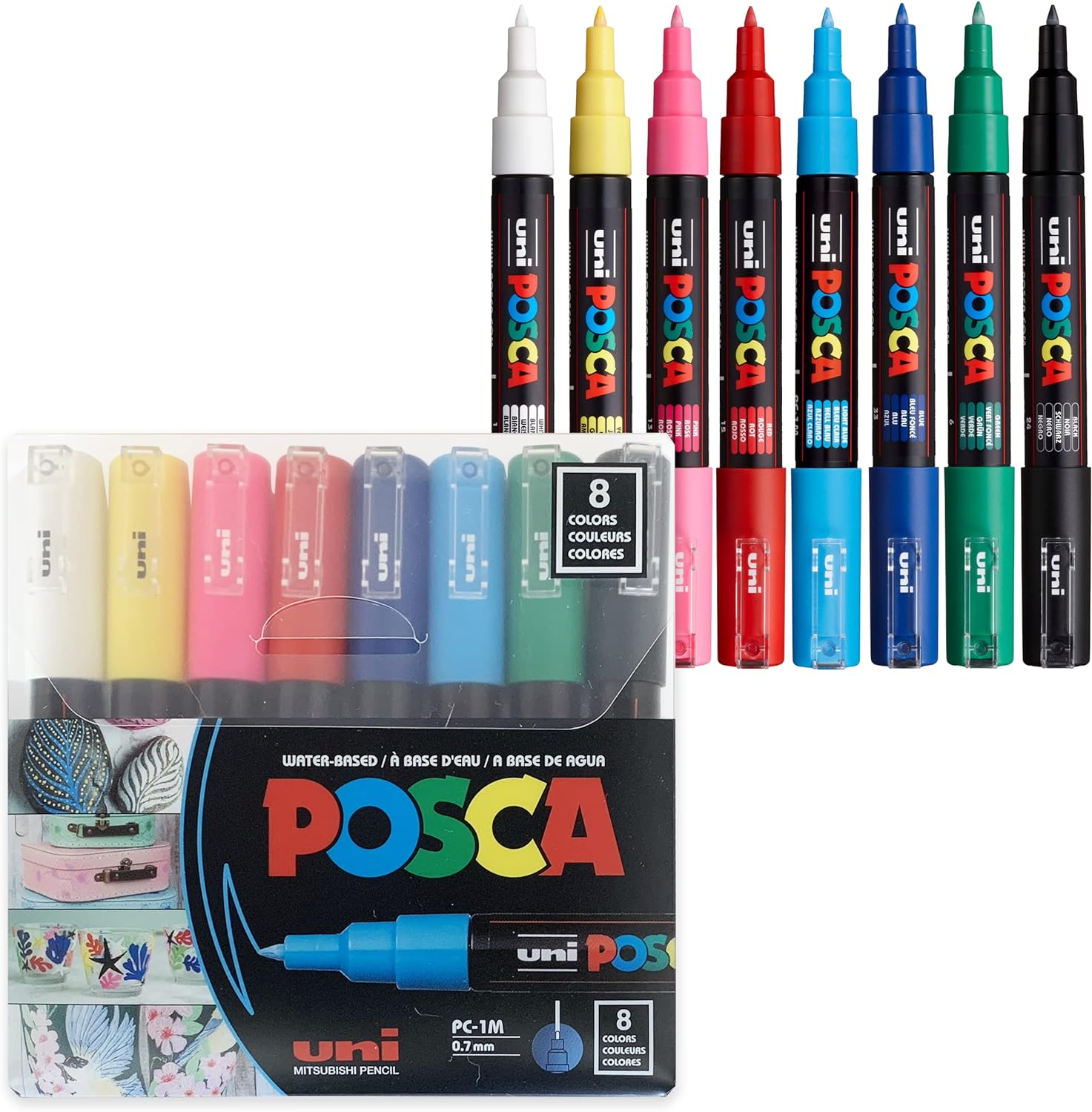 8 Posca Markers 1M, Posca Pens for Art Supplies, School Supplies, Rock Art, Fabric Paint, Fabric Markers, Paint Pen, Art Markers, Posca Paint Markers