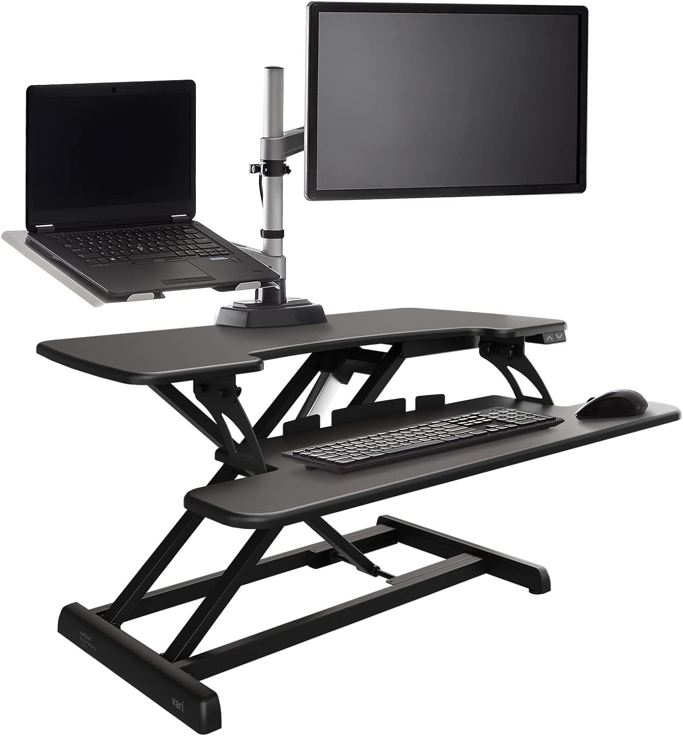 Vari VariDesk Pro Plus 36 Electric - Electric Standing Desk Converter - Height Adjustable Desk Riser - Stand Up Desk Converter for Home Office - Wide Dual Monitor Computer Workstation- Black