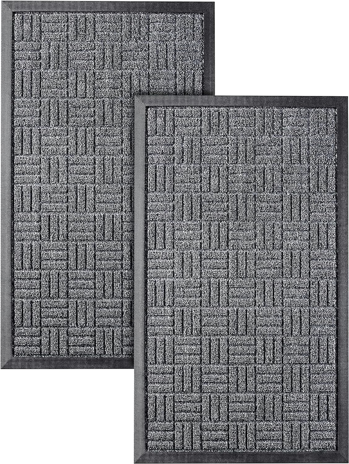 HOMWE Front Door Mats, 2 Pc Set, 29.5 x 17, All Weather Entry and Back Yard, Indoor and Outdoor Safe, Slip Resistant Rubber Backing, Absorbent and Waterproof, Dirt Trapping Rugs for Entryway